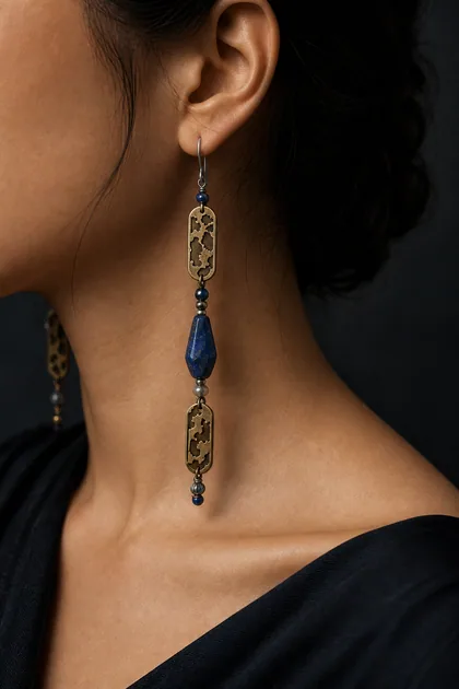 The Ink Atlas Earrings worn