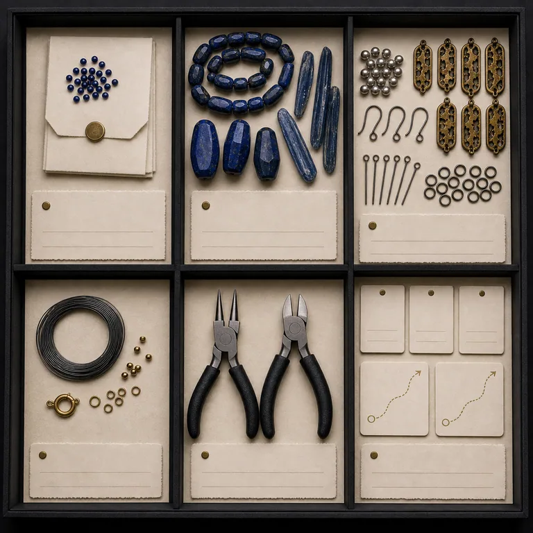 Prepared jewelry components arranged for inspection